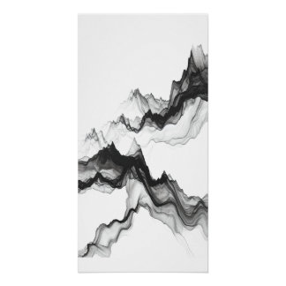 Pôster Paisagem abstrata de picos de montanhas em lavagem