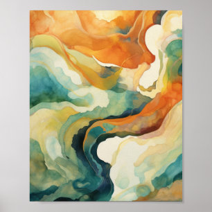 Poster Paisagem abstrata em matizes vibrantes