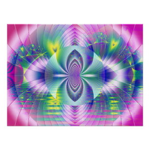Pôster Paisagem Abstrata Fractal Arte Psicodélica Pastel