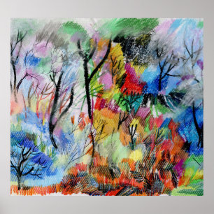 Poster Paisagem Abstrata: Fundo Desenhado à Mão