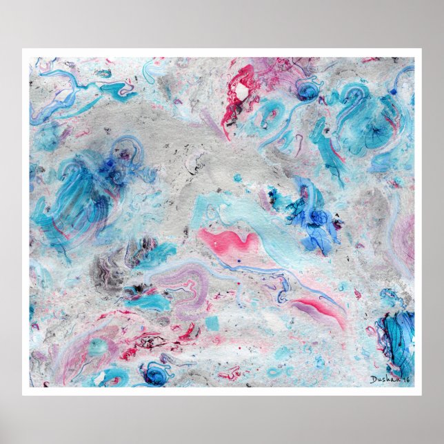 Pôster Paisagem Abstrato Colorida Moderna. (Frente)