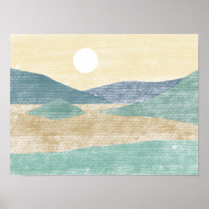Poster Paisagem Abstrato de Desenho Mão