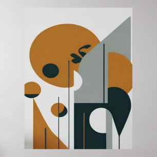 Poster Paisagem Abstrato Minimalista Preta Castanho