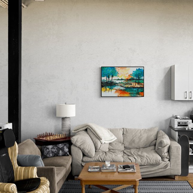 Poster Paisagem abstrato, pintura acrílica colorida (Criador carregado)