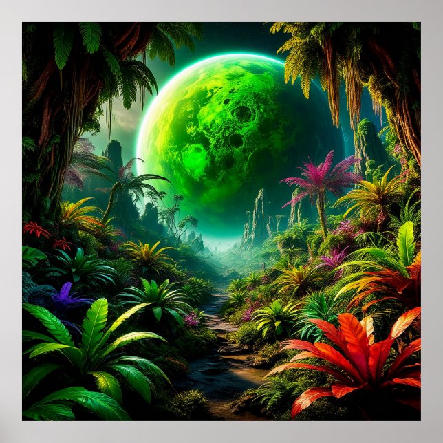 Poster Paisagem Alien com Vegetação Luxuriante (Frente)