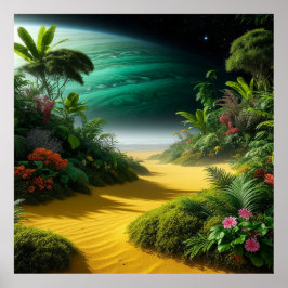 Poster Paisagem Alien Vibrante com Vegetação Luxuriante