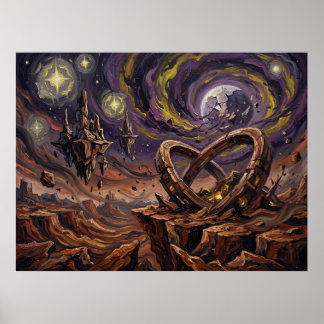 Poster Paisagem Alienigena Noturna Estrelada de Titã