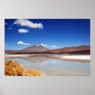 Poster Paisagem altiplano com vulcão na Bolívia
