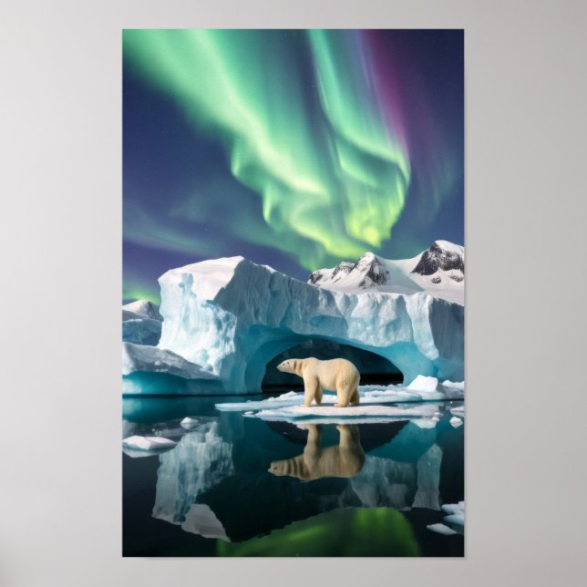 Poster Paisagem ao ar livre do Ártico Aurora Iceberg (Frente)