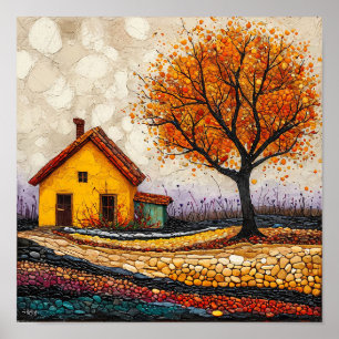 Poster Paisagem Arborizada Colorida