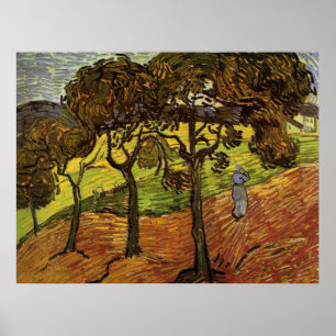 Poster Paisagem, árvores e figuras de Vincent van Gogh