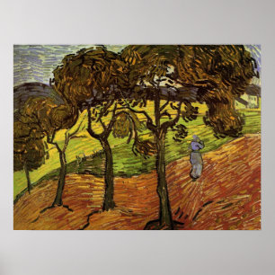 Poster Paisagem, árvores e figuras de Vincent van Gogh