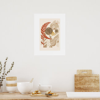 Poster Paisagem Botânica Minimalista | Boho Meio do Sécul