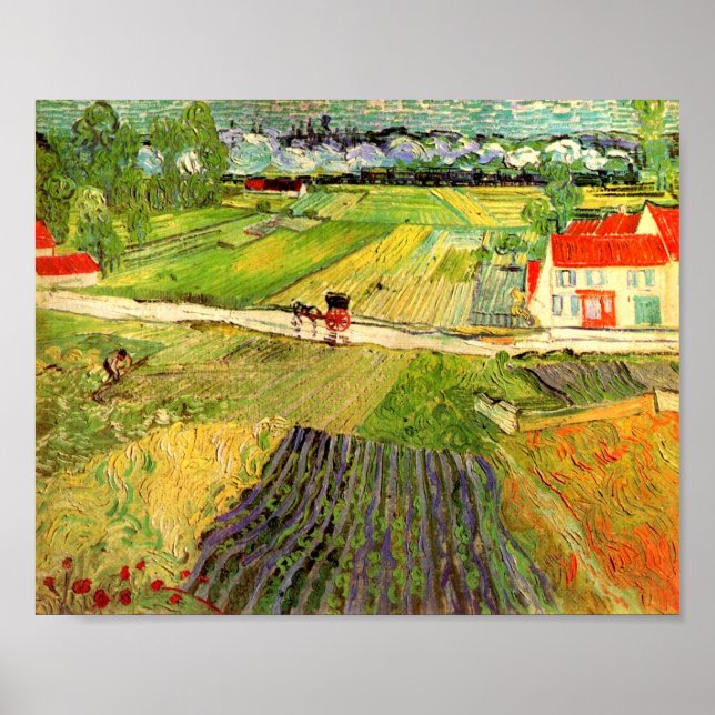 Poster Paisagem, Carruagem e Comboio Van Gogh Belas Artes (Frente)