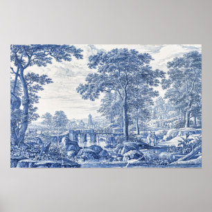 Poster Paisagem Cênnica Azul e Branco