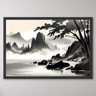 Poster Paisagem clássica paisagem rochosa, rio preto, bra