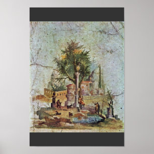 Pôster Paisagem com a árvore sagrado por Pompejanischer