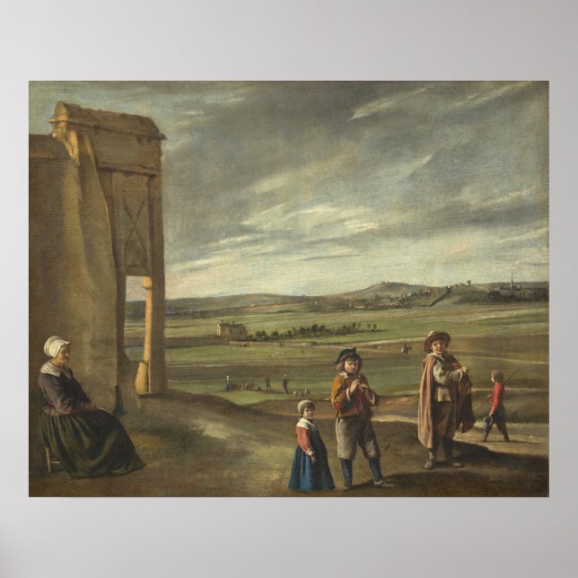 Poster Paisagem com Camponeses - Louis Le Nain Fine Art (Frente)