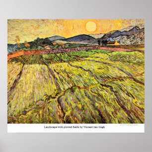 Poster Paisagem com campos arados por Vincent van Gogh