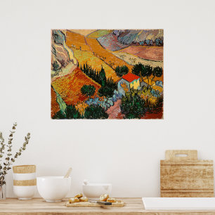 Poster Paisagem com Casa e Lavrador,