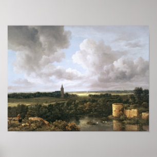 Poster Paisagem com castelo e a igreja arruinados
