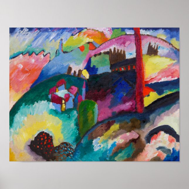 Poster Paisagem com Chaminé de Fábrica, Wassily Kandinsky (Frente)