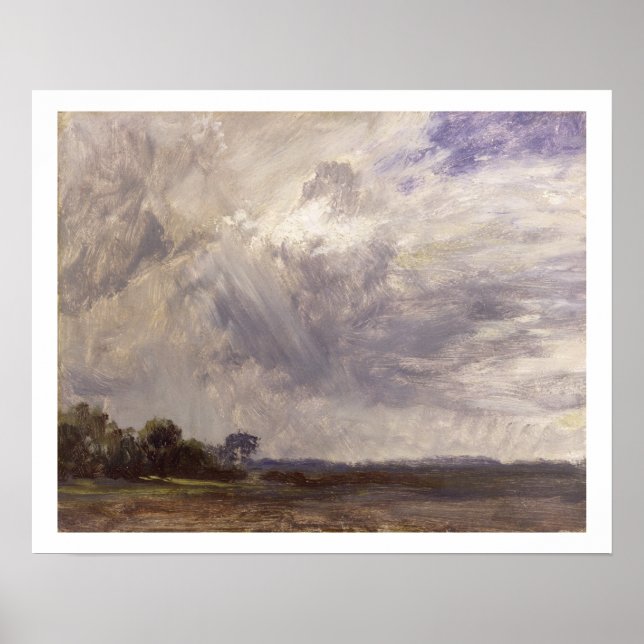 Poster Paisagem com Cinza Windy Sky, c.1821-30 (óleo em p (Frente)