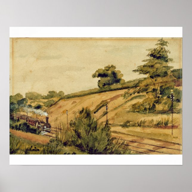 Poster Paisagem com comboio, 1854 (c/c e lápis no papel) (Frente)