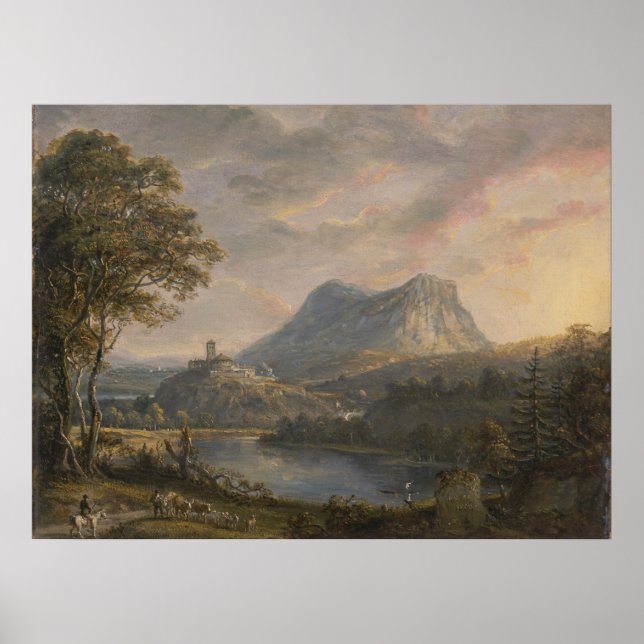 Poster Paisagem com lago - Paul Sandby - c1808 (Frente)