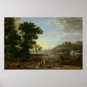 Poster Paisagem com Mercantes - Claude Lorrain Fine Art