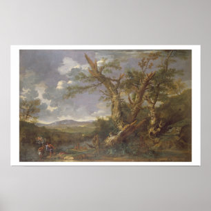 Poster Paisagem com o batismo na Jordânia (petróleo em c