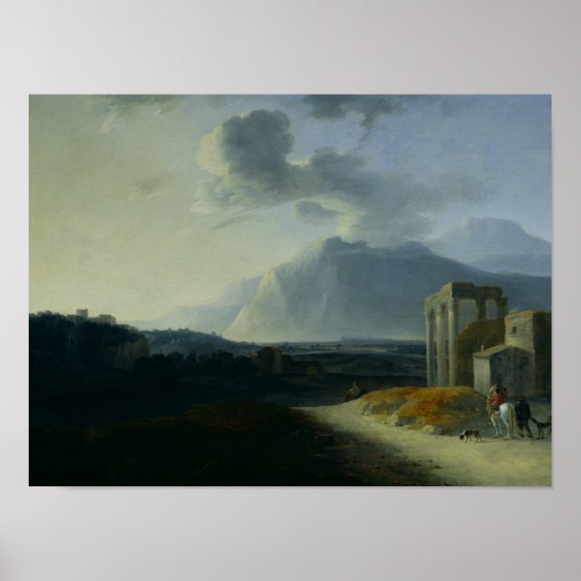 Poster Paisagem com o Monte Stromboli (Frente)