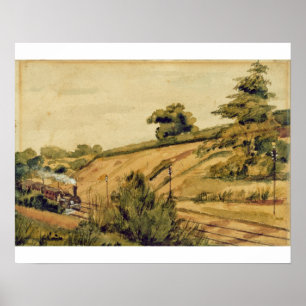Poster Paisagem com trem, 1854 (w/c e lápis no pape