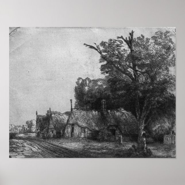 Pôster Paisagem com Três Algodão, 1650 (Frente)