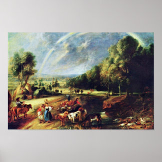 Pôster Paisagem Com Um Arco-Íris Por Rubens Peter Paul