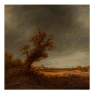 Pôster Paisagem com um carvalho velho, Adriaen van Ostade