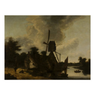 Pôster Paisagem com um Moinho de Vento – Salomon Rombouts