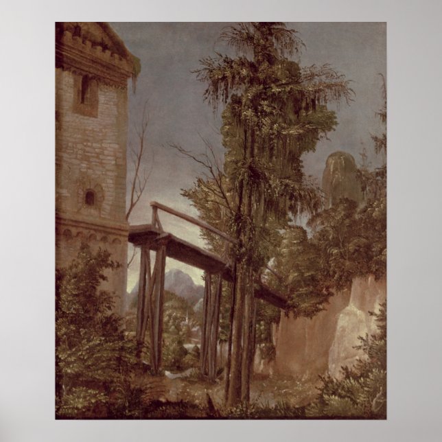 Pôster Paisagem com uma ponte, c.1518-20 (Frente)