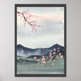 Poster Paisagem com Watercolor no Japão