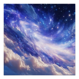 Pôster Paisagem Cósmica: Nebulosa Inundada e Noite Estrel