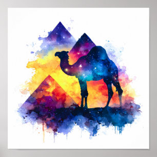 Poster Paisagem Cósmica Starry Night Egípcio Camel