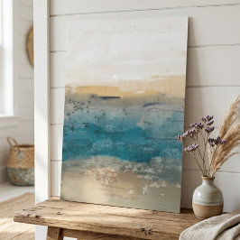 Poster Paisagem costeira abstrata com azul-turquesa e beg