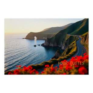 Pôster Paisagem Costeira ao Pôr do Sol – Arte Dramática d