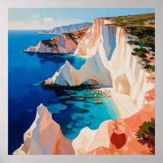 Poster Paisagem Costeira Mediterrânea 🌊