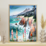 Poster Paisagem Costeira Serena Serena<br><div class="desc">Rácio 3:4. Fuga à costa com este poster sereno de aquarela,  com flores silvestres e ondas suaves. Esta paisagem litorânea pacífica traz a beleza calorosa da natureza para o seu espaço,  fazer-a uma adição perfeita para criar uma atmosfera calorosa e inspirada na praia em sua casa ou escritório.</div>
