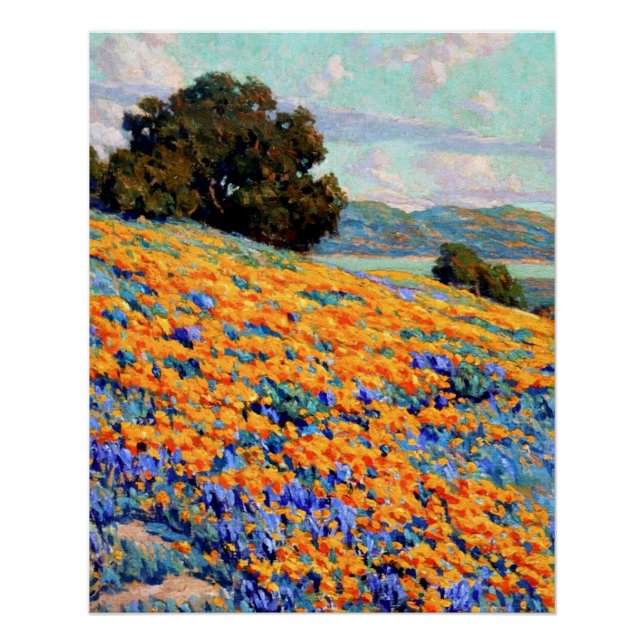 Pôster Paisagem da Califórnia com Poppies e Lupine (Frente)