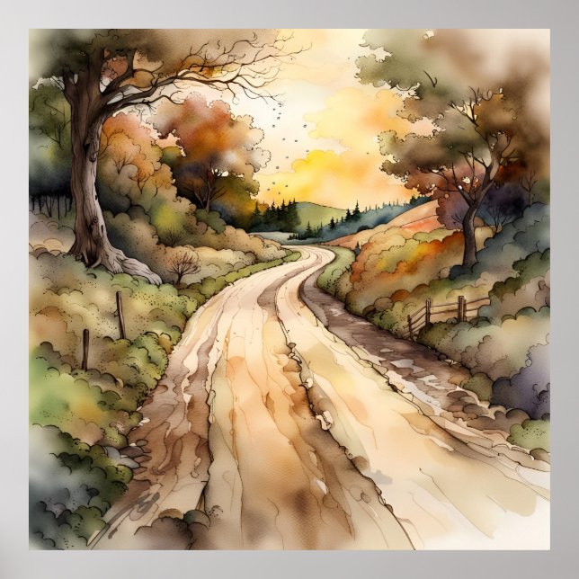 Poster Paisagem da Estrada Sunset Country (Frente)
