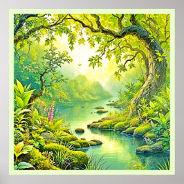 Poster Paisagem da Floresta Sunliente