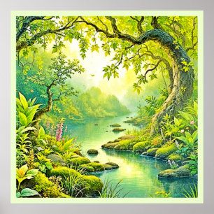 Poster Paisagem da Floresta Sunliente
