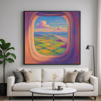 Paisagem da janela do avião - Estilo de Pastel Pai